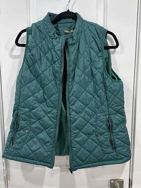 Longking Women's Emerald Green Diamond Quilted Lightweight Zip Up Vest